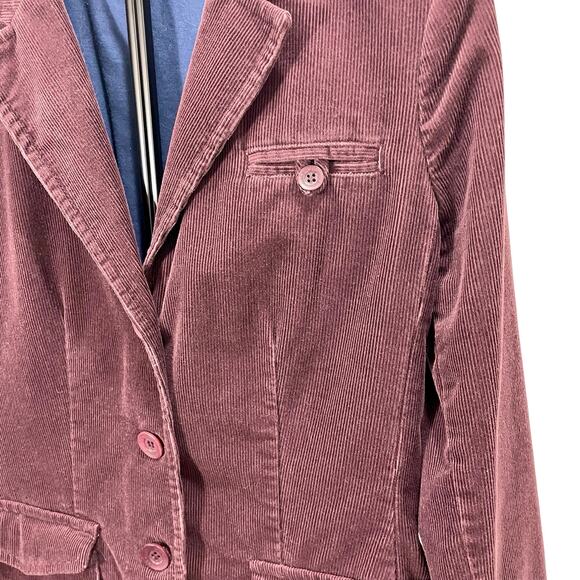 Vince Womens Corduroy Blazer Coat Burgundy Wine Medium 8 Casual Jacket Y2K USA - Picture 4 of 9